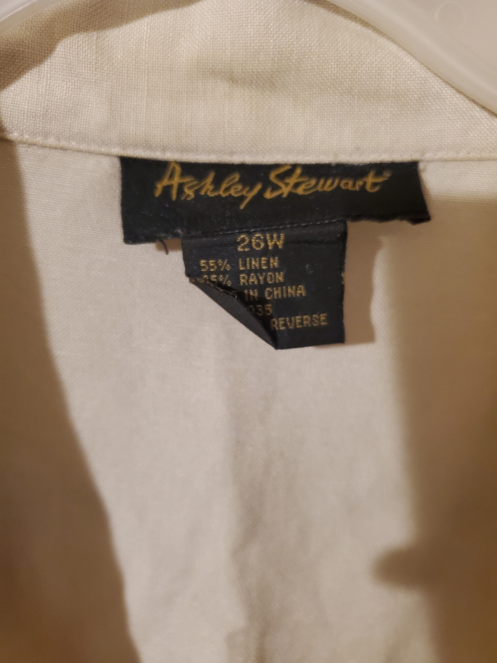 Ashley Stewart Cream Linen-Blend Shirt with Collar and A Lined Skirt Set